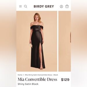 Birdy Grey Mia Shiny Black Satin convertible dress